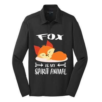 Fox Is My Spirit Animal Funny Gift Silk Touch Performance Long Sleeve Polo