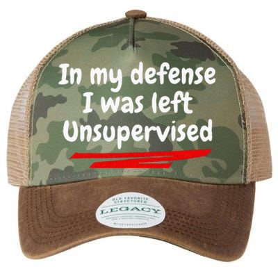 Funny In My Defense I Was Left Unsupervised Legacy Tie Dye Trucker Hat