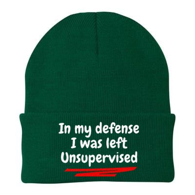 Funny In My Defense I Was Left Unsupervised Knit Cap Winter Beanie