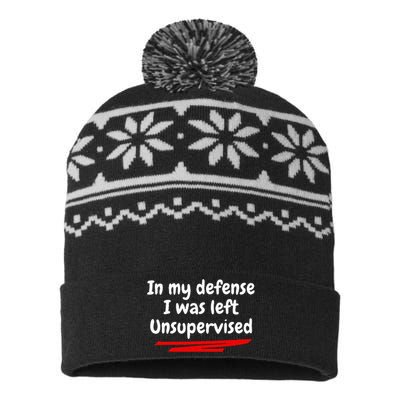 Funny In My Defense I Was Left Unsupervised USA-Made Snowflake Beanie