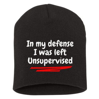 Funny In My Defense I Was Left Unsupervised Short Acrylic Beanie