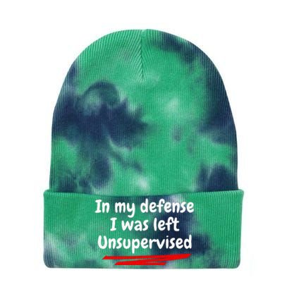 Funny In My Defense I Was Left Unsupervised Tie Dye 12in Knit Beanie