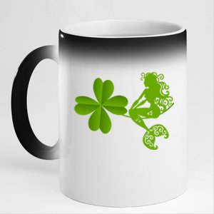 Funny Irish Mermaid Love Shamrock St Patricks Day Funny Gift 11oz Black Color Changing Mug