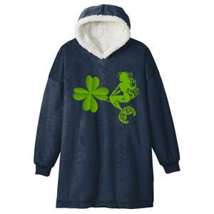 Funny Irish Mermaid Love Shamrock St Patricks Day Funny Gift Hooded Wearable Blanket