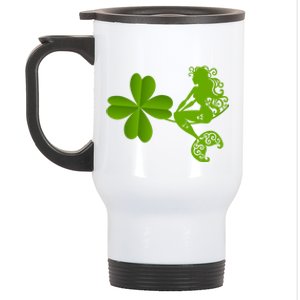 Funny Irish Mermaid Love Shamrock St Patricks Day Funny Gift Stainless Steel Travel Mug