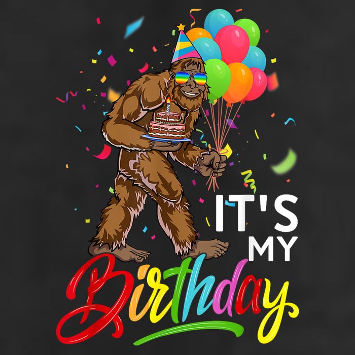Funny ItS My Birthday Bigfoot Sasquatch Party Celebration 7 Panel Mesh Trucker Snapback Hat