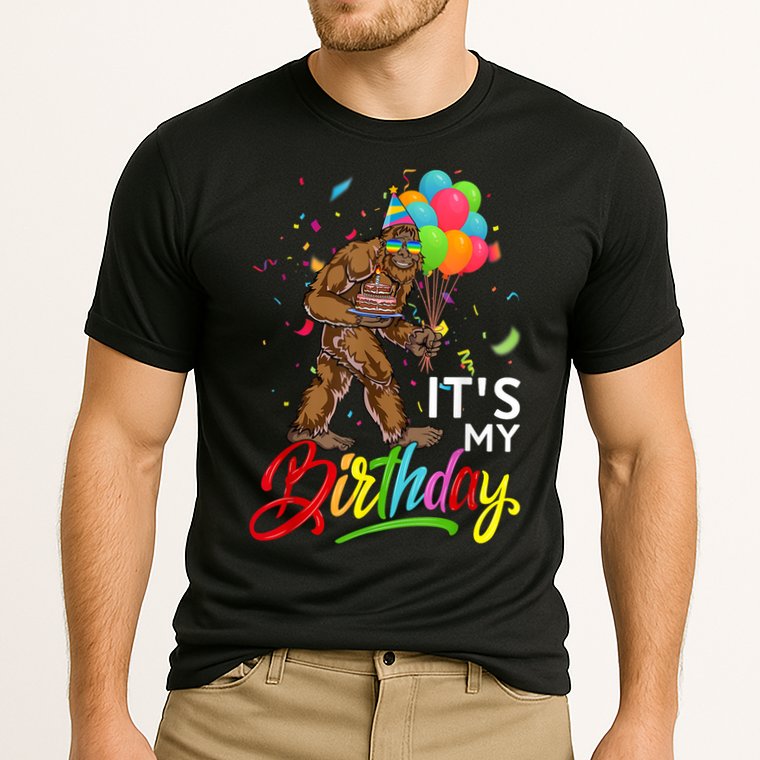 Funny ItS My Birthday Bigfoot Sasquatch Party Celebration Cooling Performance Crew T-Shirt