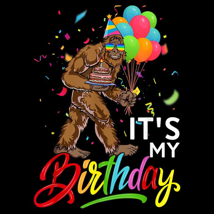 Funny ItS My Birthday Bigfoot Sasquatch Party Celebration Cooling Performance Crew T-Shirt