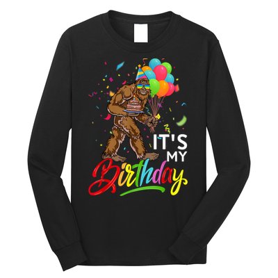 Funny ItS My Birthday Bigfoot Sasquatch Party Celebration Long Sleeve Shirt