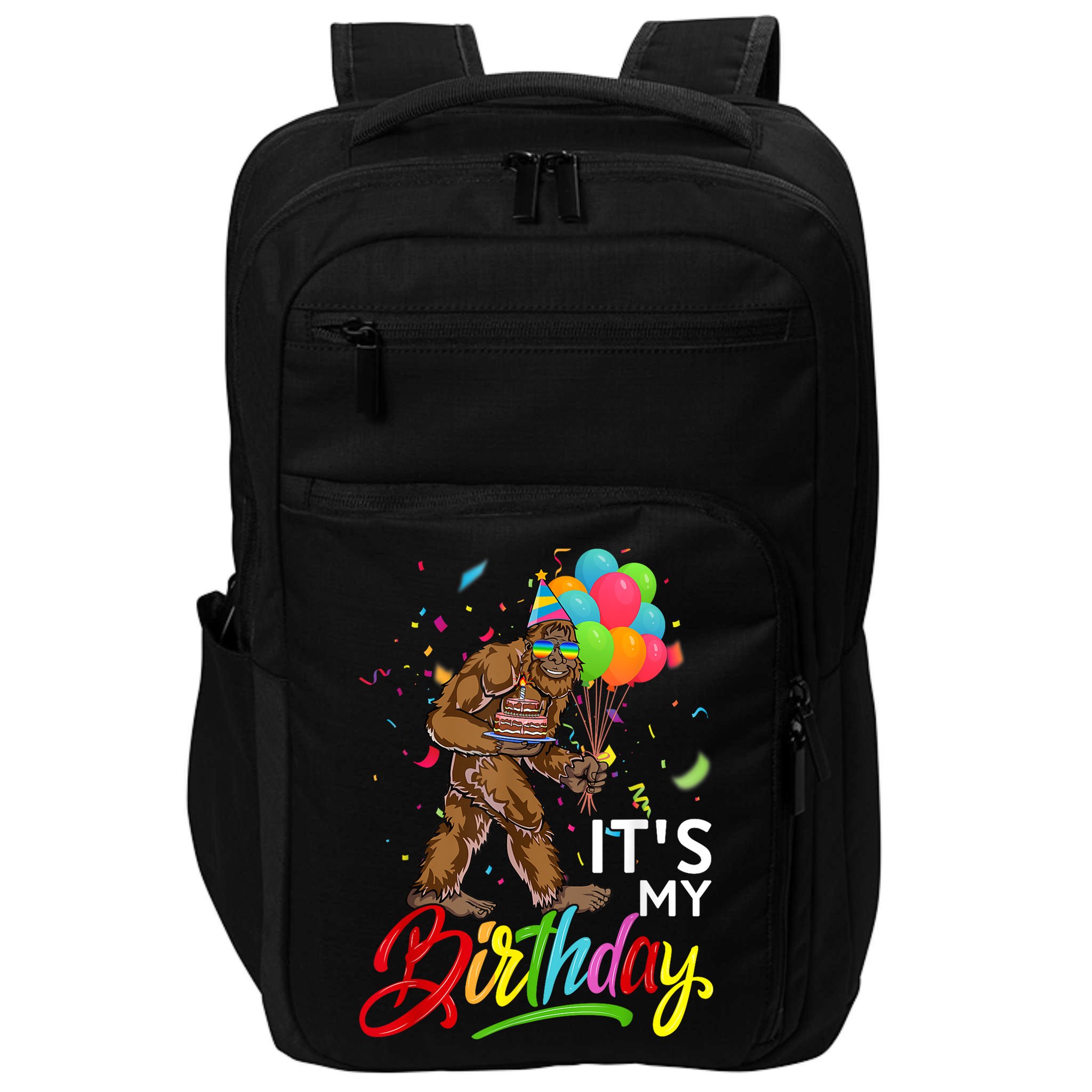 Funny ItS My Birthday Bigfoot Sasquatch Party Celebration Impact Tech Backpack
