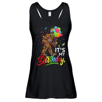 Funny ItS My Birthday Bigfoot Sasquatch Party Celebration Ladies Essential Flowy Tank