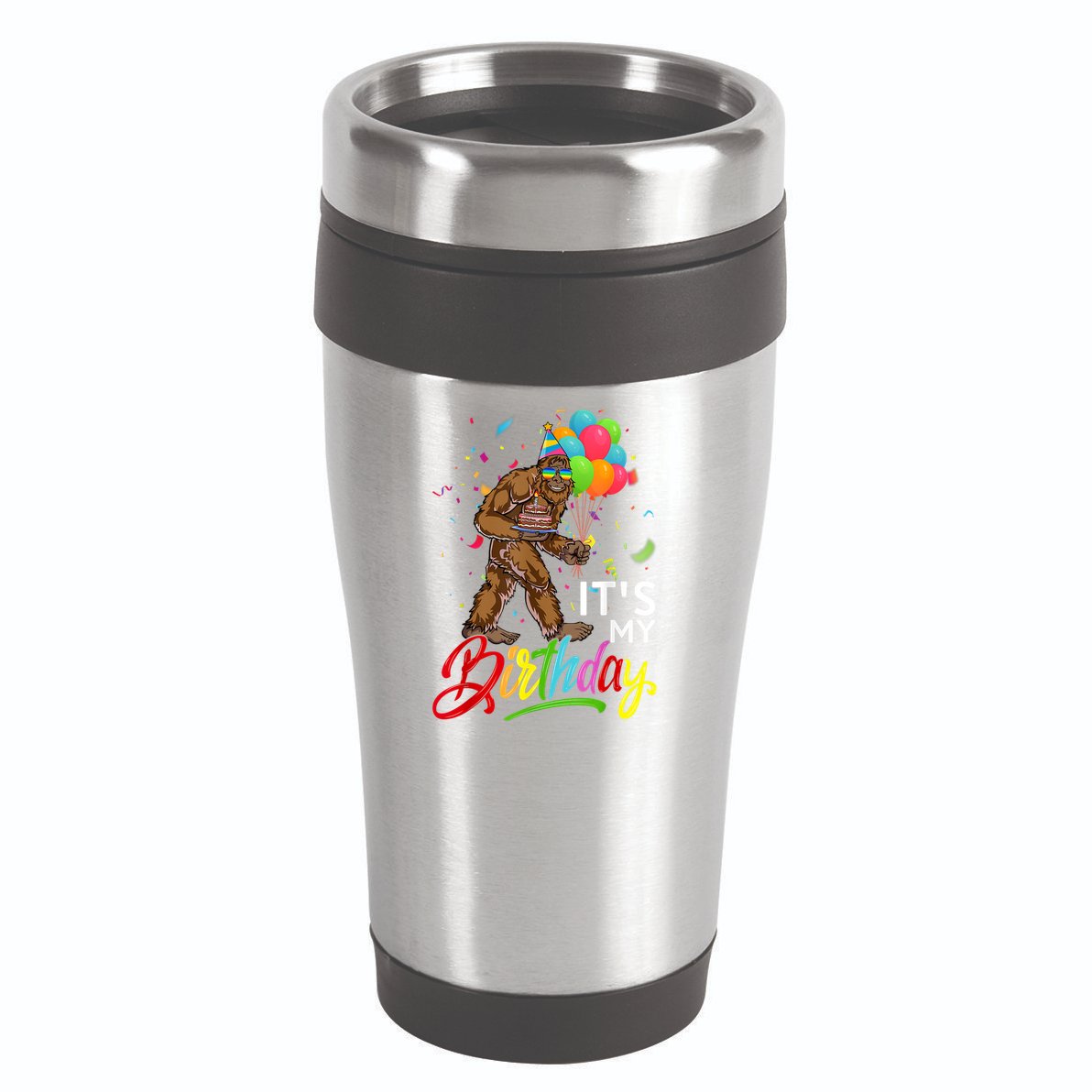 Funny ItS My Birthday Bigfoot Sasquatch Party Celebration 16oz Travel Tumbler