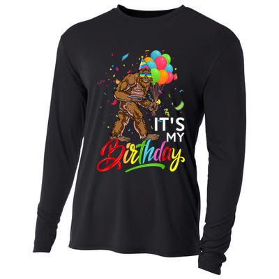 Funny ItS My Birthday Bigfoot Sasquatch Party Celebration Cooling Performance Long Sleeve Crew