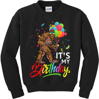 Funny ItS My Birthday Bigfoot Sasquatch Party Celebration Kids Sweatshirt