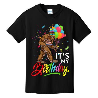 Funny ItS My Birthday Bigfoot Sasquatch Party Celebration Kids T-Shirt