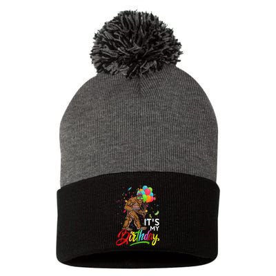 Funny ItS My Birthday Bigfoot Sasquatch Party Celebration Pom Pom 12in Knit Beanie