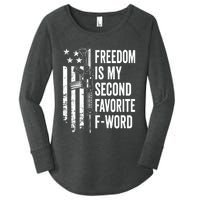 Freedom Is My Second Favorite F Word Funny Gun Joke (BACK) Women's Perfect Tri Tunic Long Sleeve Shirt