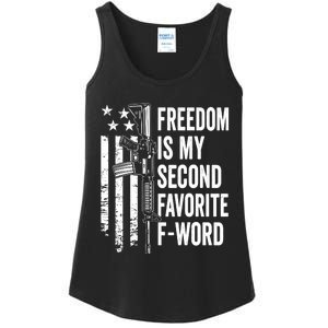 Freedom Is My Second Favorite F Word Funny Gun Joke (BACK) Ladies Essential Tank