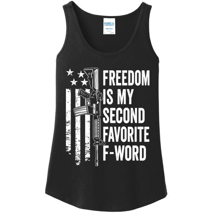 Freedom Is My Second Favorite F Word Funny Gun Joke (BACK) Ladies Essential Tank