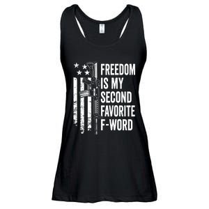 Freedom Is My Second Favorite F Word Funny Gun Joke (BACK) Ladies Essential Flowy Tank