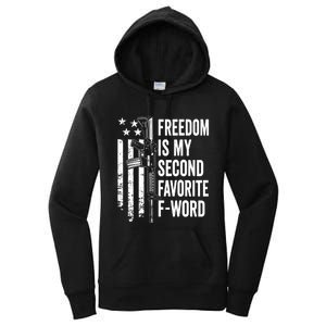 Freedom Is My Second Favorite F Word Funny Gun Joke (BACK) Women's Pullover Hoodie