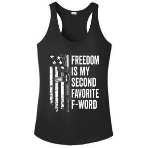 Freedom Is My Second Favorite F Word Funny Gun Joke (BACK) Ladies PosiCharge Competitor Racerback Tank