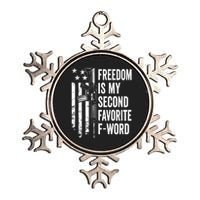 Freedom Is My Second Favorite F Word Funny Gun Joke (BACK) Metallic Star Ornament