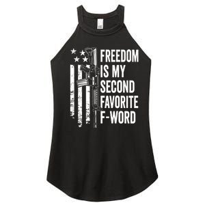 Freedom Is My Second Favorite F Word Funny Gun Joke (BACK) Women's Perfect Tri Rocker Tank