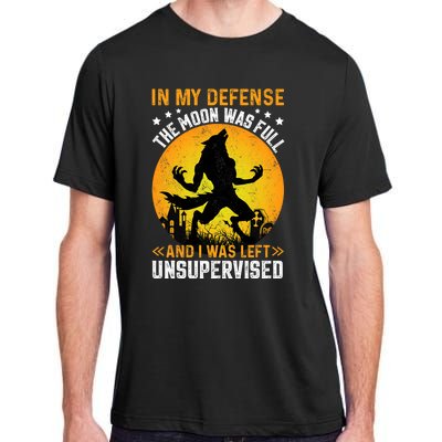 Funny In My Defense Werewolf Halloween Moon Men Women Adult ChromaSoft Performance T-Shirt