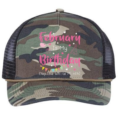 February Is My Birthday Yep The Whole Month Funny Retro Rope Trucker Hat Cap