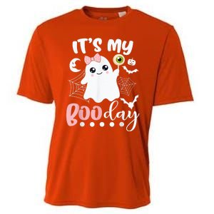 Funny Its My Boo Day Cute Halloween Birthday Ghost Pink Bow Cooling Performance Crew T-Shirt