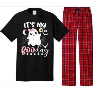 Funny Its My Boo Day Cute Halloween Birthday Ghost Pink Bow Pajama Set