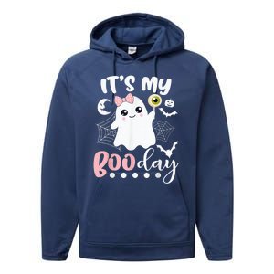 Funny Its My Boo Day Cute Halloween Birthday Ghost Pink Bow Performance Fleece Hoodie