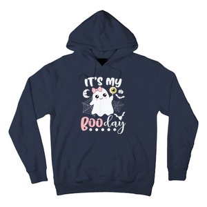 Funny Its My Boo Day Cute Halloween Birthday Ghost Pink Bow Hoodie