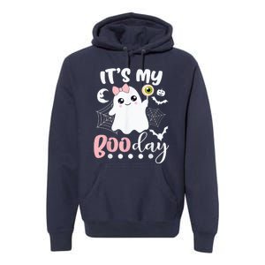 Funny Its My Boo Day Cute Halloween Birthday Ghost Pink Bow Premium Hoodie