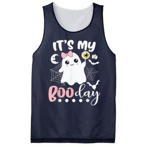 Funny Its My Boo Day Cute Halloween Birthday Ghost Pink Bow Mesh Reversible Basketball Jersey Tank