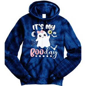 Funny Its My Boo Day Cute Halloween Birthday Ghost Pink Bow Tie Dye Hoodie