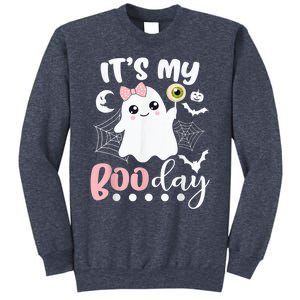 Funny Its My Boo Day Cute Halloween Birthday Ghost Pink Bow Sweatshirt