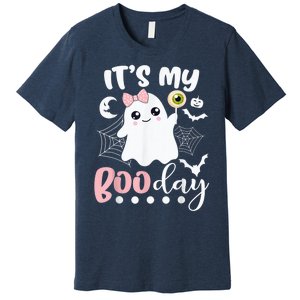 Funny Its My Boo Day Cute Halloween Birthday Ghost Pink Bow Premium T-Shirt