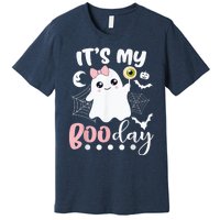 Funny Its My Boo Day Cute Halloween Birthday Ghost Pink Bow Premium T-Shirt