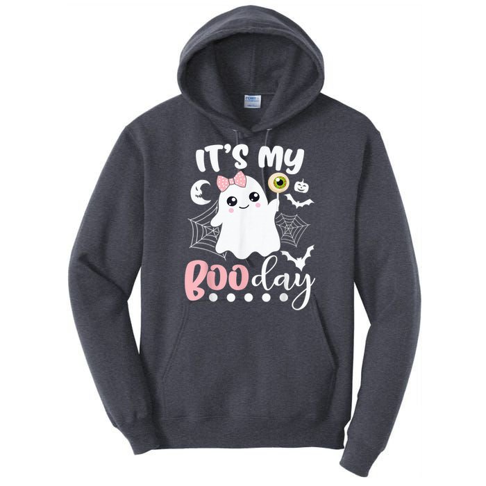 Funny Its My Boo Day Cute Halloween Birthday Ghost Pink Bow Tall Hoodie