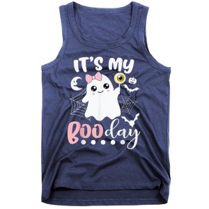 Funny Its My Boo Day Cute Halloween Birthday Ghost Pink Bow Tank Top