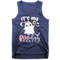 Funny Its My Boo Day Cute Halloween Birthday Ghost Pink Bow Tank Top