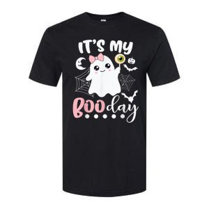 Funny Its My Boo Day Cute Halloween Birthday Ghost Pink Bow Softstyle CVC T-Shirt