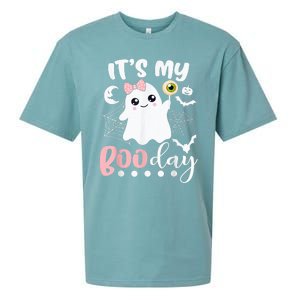 Funny Its My Boo Day Cute Halloween Birthday Ghost Pink Bow Sueded Cloud Jersey T-Shirt