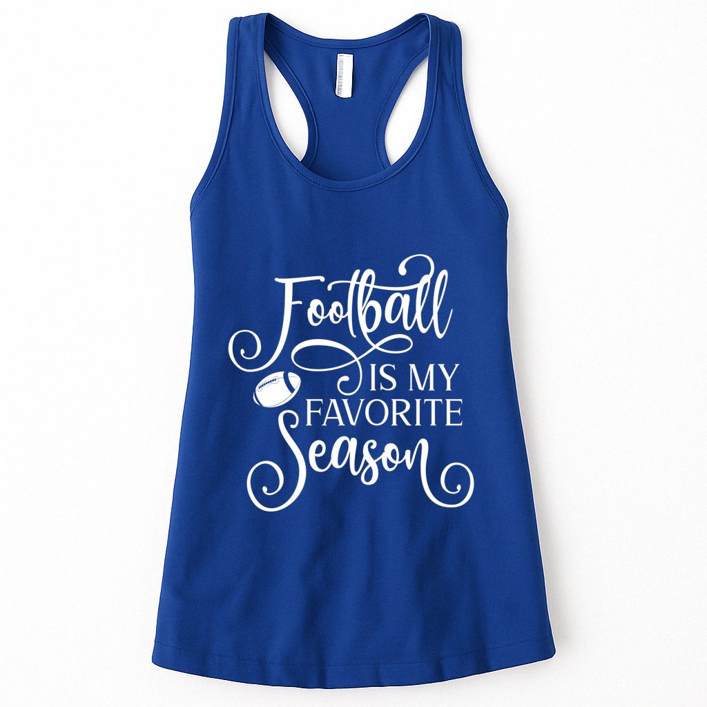 Football Is My Favorite Season Fancy White Script Sports Gift Womens Tank Top
