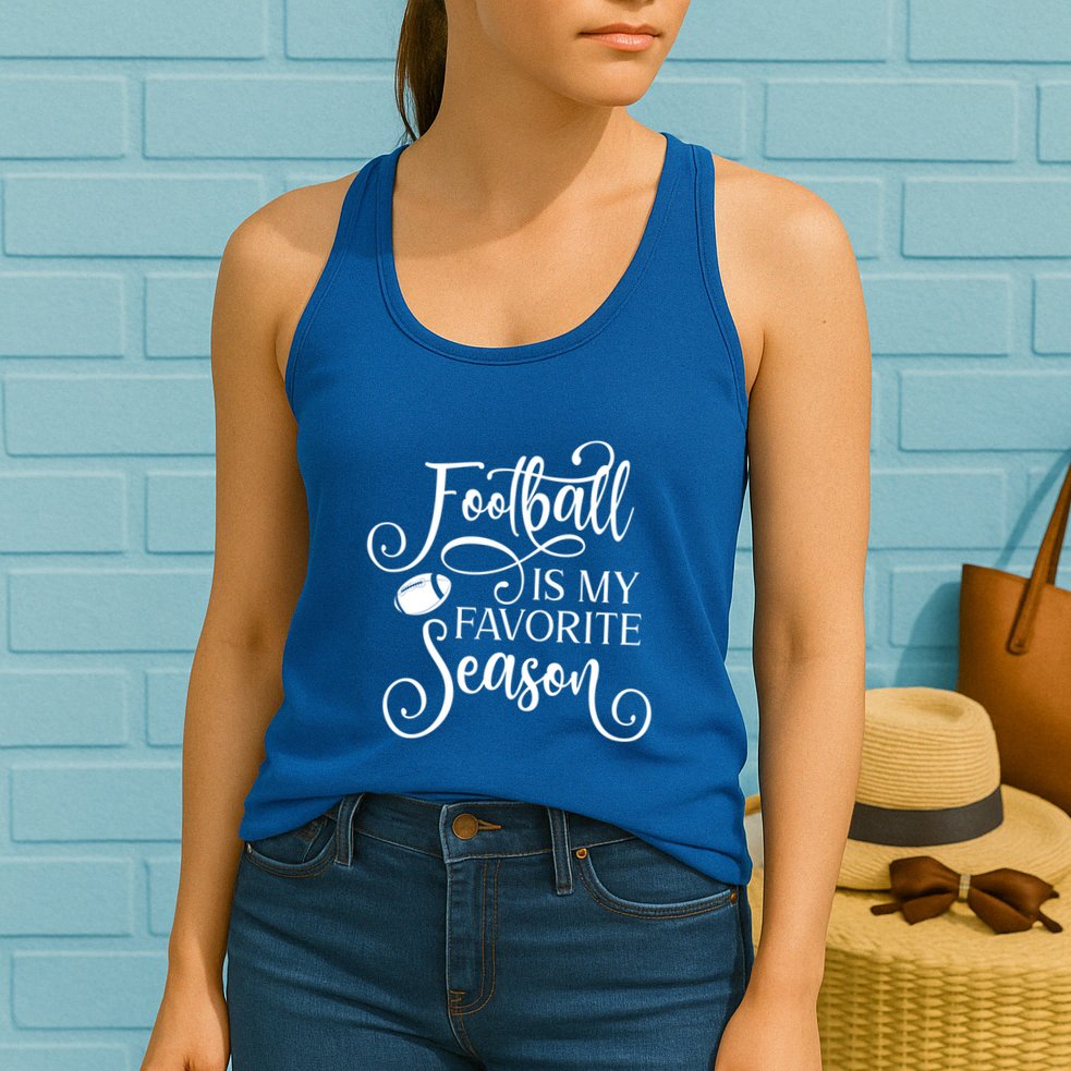 Football Is My Favorite Season Fancy White Script Sports Gift Womens Tank Top