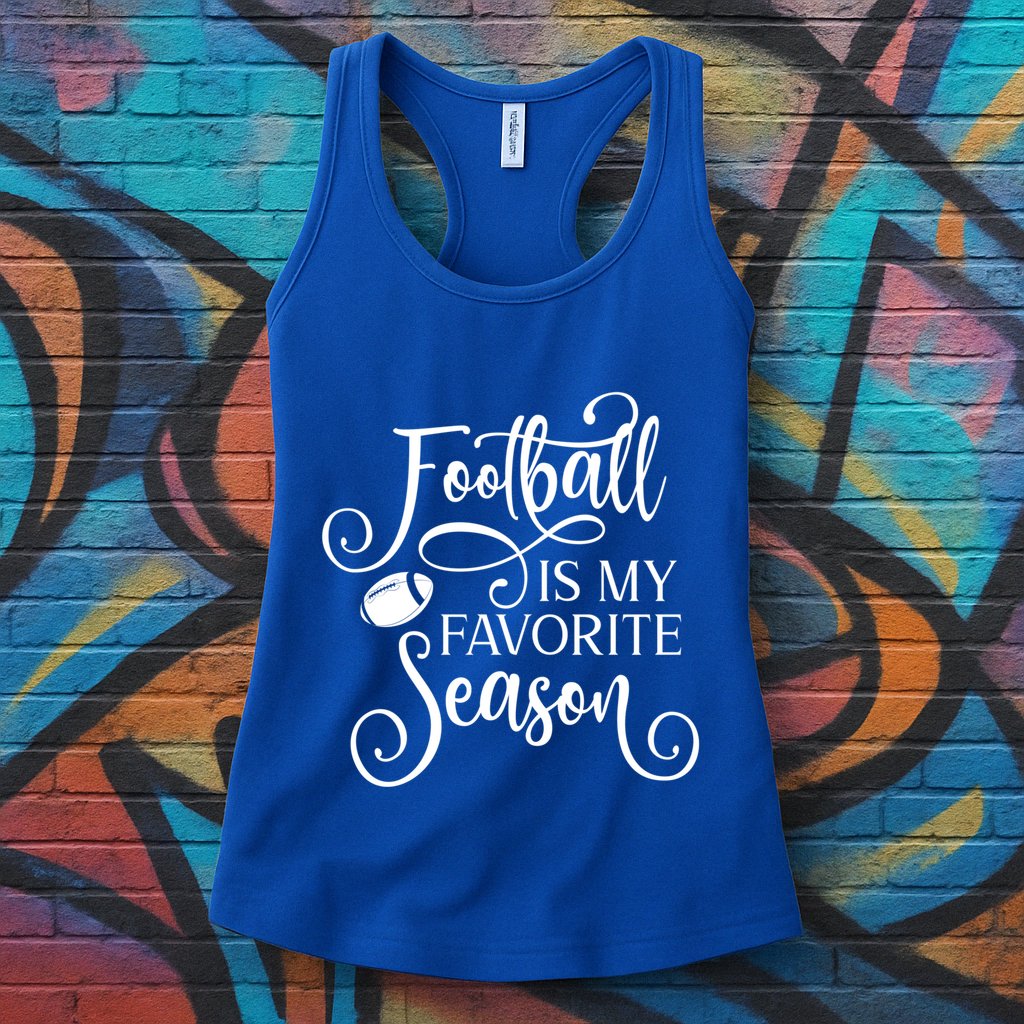 Football Is My Favorite Season Fancy White Script Sports Gift Womens Tank Top
