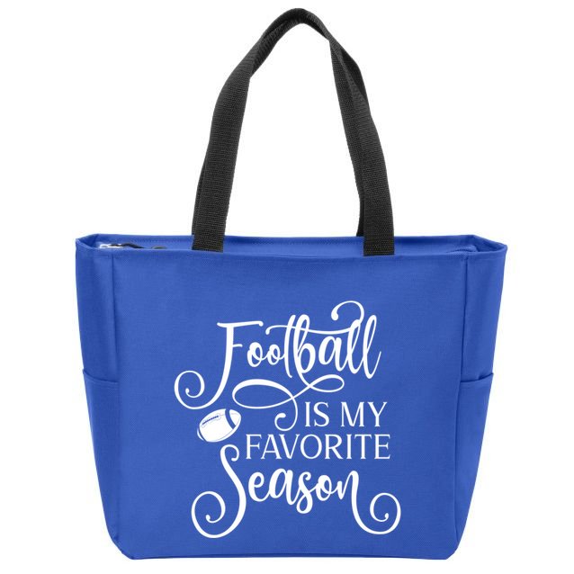 Football Is My Favorite Season Fancy White Script Sports Gift Zip Tote Bag