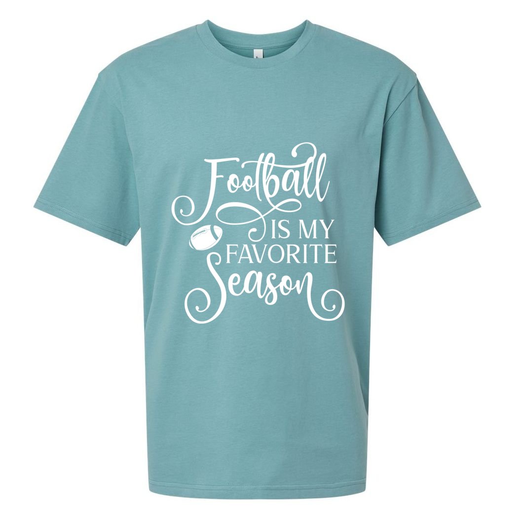 Football Is My Favorite Season Fancy White Script Sports Gift Sueded Cloud Jersey T-Shirt